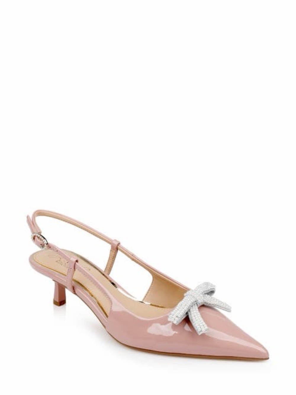 Jewel Badgley Mischka Pink Pearl Bow Kitten Heels